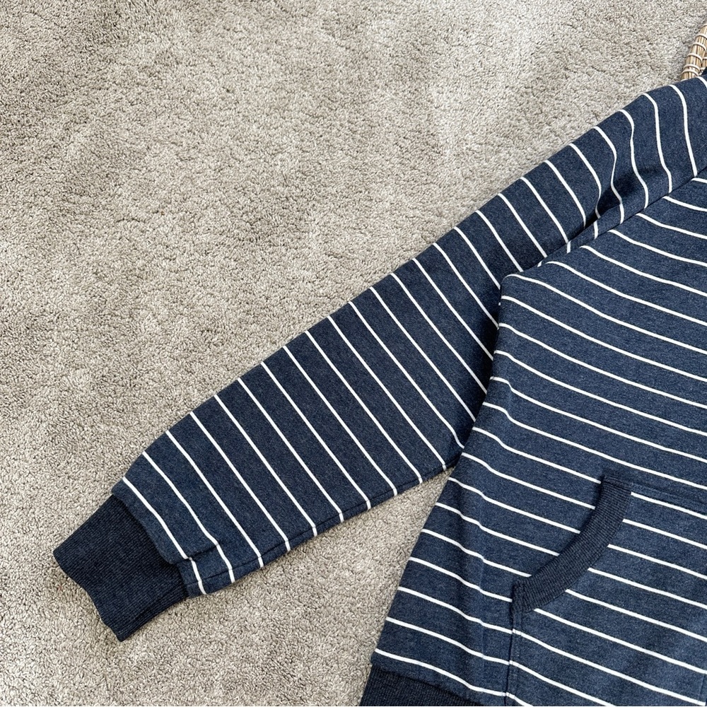 SOLD | Wanakome Women’s Hera Zip Up Sweatshirt Hooded Longsleeve in Navy Stripe - Picture 6 of 16